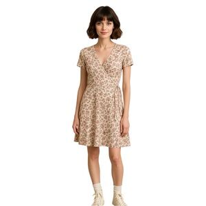 Floral Wrap Dress Knee Length Cottagecore Coquette Soft Girl Aesthetic Small